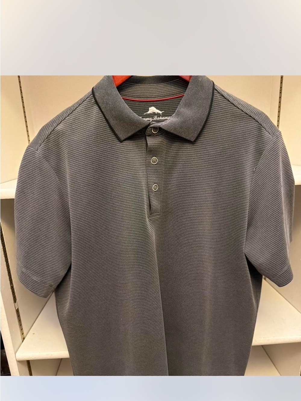 Tommy Bahama Men's Relax Performance Micro Stripe Slate Gray Polo